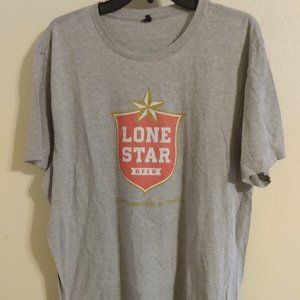 Lone Star Beer - The National Beer of Texas, Gray & Red, Distressed Emblem, 2XL